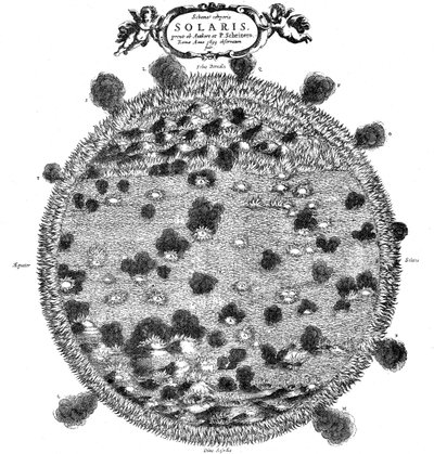 Illustratie van Christopher Scheiner van zijn idee van het oppervlak van de zon, 1635 door Unbekannt