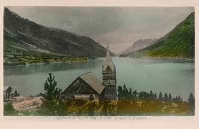 Kerk gebouwd in 1898 bij Lake Bennett, Alaska, ca. 1910 door Unbekannt