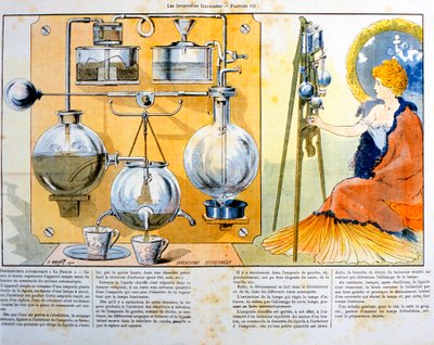 Koffie- of theezetapparaat verwarmd door een kleine spirituslamp, 1900 door Unbekannt
