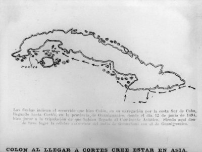 Columbus toen Cortes in Cuba aankwam, 15e eeuw, 1920s door Unbekannt