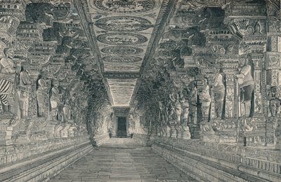 Colonnade in het interieur van de Hindoe-tempel op het eiland Rameswaram Zuid-India, ca. 1903 door Unbekannt