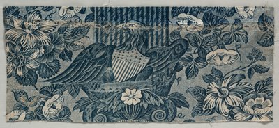Koperplaat bedrukt katoenen fragment met Amerikaanse adelaar, 1830 - 1840 door Unbekannt