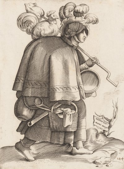 Kostuumplaat: Vrouw van een krijger uit Duitsland, ca. 1558-70 door Unbekannt