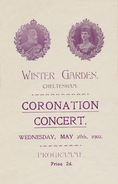 Omslag van het programma voor een kroningsconcert in de Winter Garden, Cheltenham, 1902 door Unbekannt