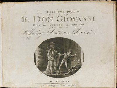 Omslag van de partituur van de opera Don Giovanni door Wolfgang Amadeus Mozart door Unbekannt