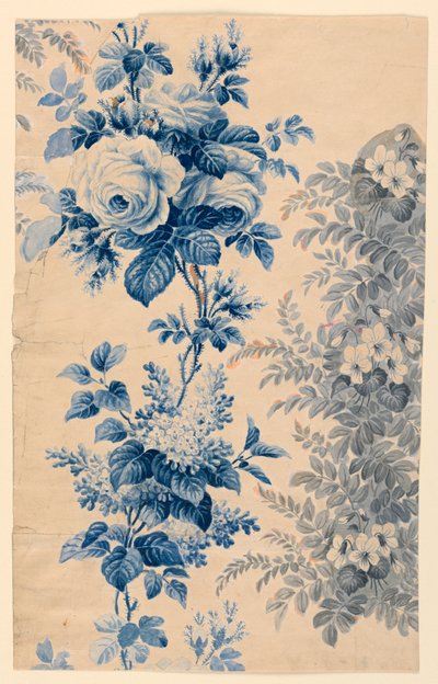 Ontwerp voor gebloemde stof of behang, 1880-90 door Unbekannt