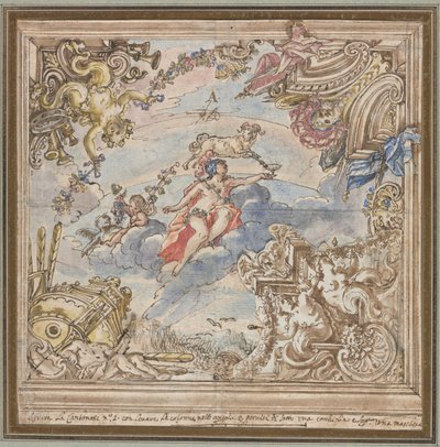 Ontwerp voor een Plafond: Mars en Aries, 1700s door Unbekannt