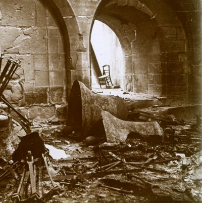 Vernietigde kerk, Marne, Noord-Frankrijk, ca. 1914 door Unbekannt