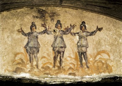 Detail van een fresco uit de Catacomben van Priscilla, 2e of 3e eeuw na Christus door Unbekannt