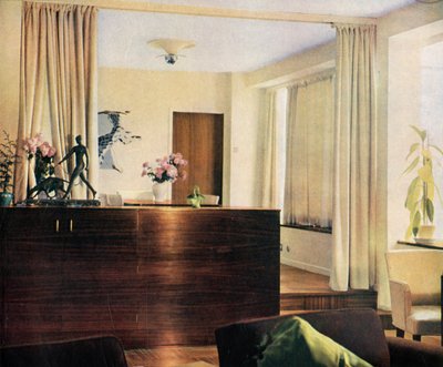 Eethoek in woonkamer in Sun House, Hampstead, Londen door Unbekannt