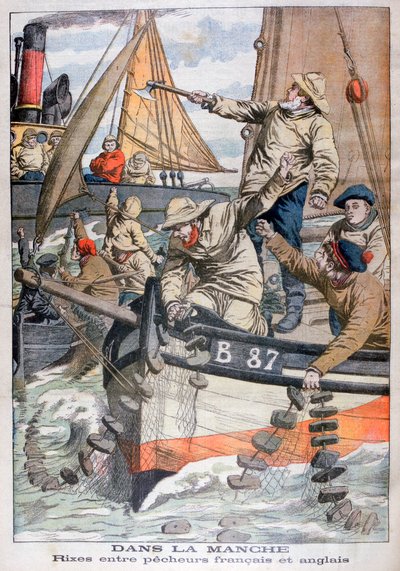 Geschil tussen Franse en Engelse vissers in het Kanaal, 1904 door Unbekannt