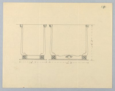 Tekening, Ontwerp voor Kleine Rechthoekige Tafel met Rozetmotieven door Unbekannt
