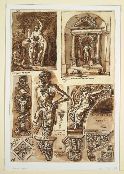 Tekening, Bladen met Studies naar Bolognese Monumenten, 1811-14 door Unbekannt