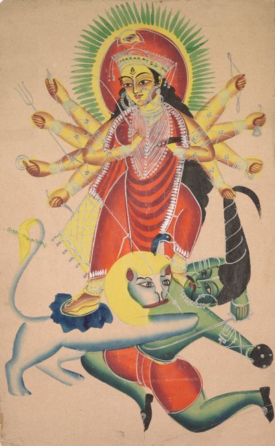 Durga Doodt de Demon Mahisha, 1800s door Unbekannt