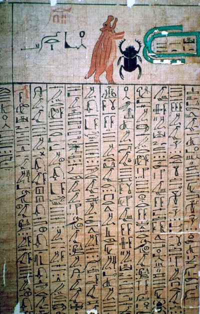 Egyptische hiërogliefen uit een Dodenboek door Unbekannt