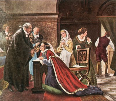 Keurvorstin Elisabeth neemt communie na de protestantse dienst, 1936 door Unbekannt