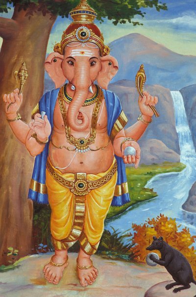 Olifant-god Ganesh en zijn rat, India door Unbekannt