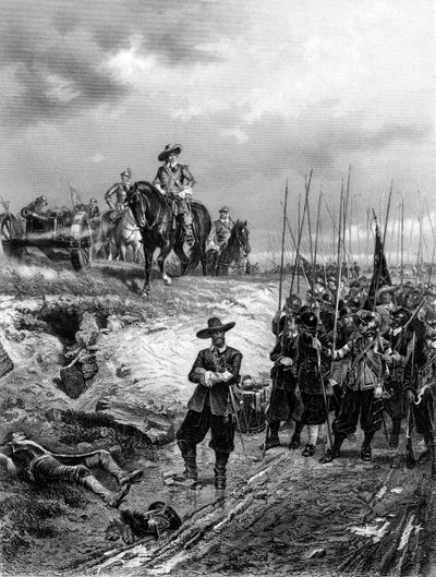 Engelse Burgeroorlogen: Oliver Cromwell 1599-1658 bij de Slag om Marston Moor, 2 juli 1644 door Unbekannt