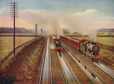 Excursietreinen naar Blackpool nemen water van Kirkham Track-Troughs, 1926 door Unbekannt