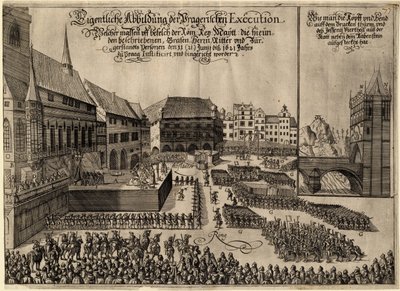 Executie van 27 protestantse leiders op het Oude Stadsplein in Praag op 21 juni 1621, 1621 door Unbekannt