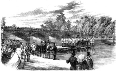 Experimenten met Kapitein Fowkes Pontonbrug op de Serpentine, Hyde Park, Londen, 1860 door Unbekannt