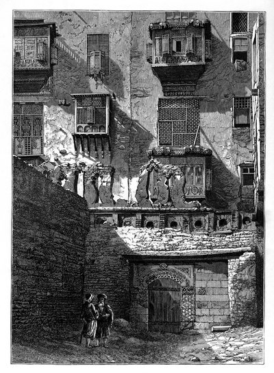 Gevel van een huis in het oude deel van Caïro, Egypte, ca. 1890 door Unbekannt