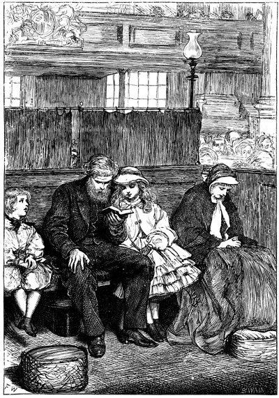 Familie bij zondagse kerkdienst in hun Box Pew, Londen, 1862 door Unbekannt