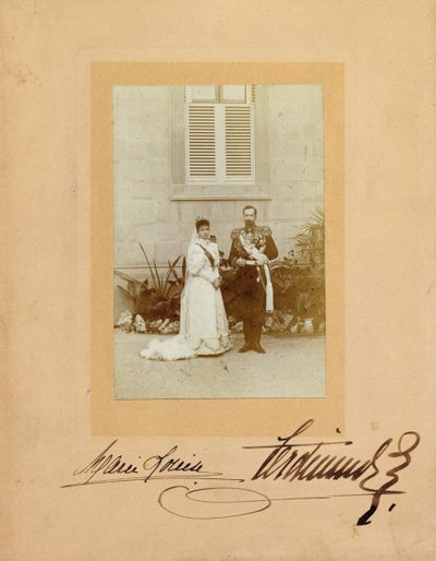 Ferdinand I van Bulgarije met zijn vrouw Prinses Marie Louise van Bourbon-Parma, 1893 door Unbekannt