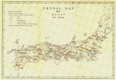 Feodale kaart van Japan in 1615 door Unbekannt