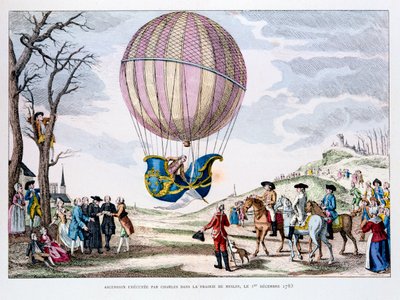 Eerste bemande vlucht in een waterstofballon, Frankrijk, 1 december 1783, 1887 door Unbekannt