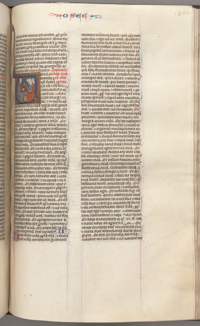 Fol. 350r, Hosea, gehistorieerde initiaal V, Hosea predikend tot drie mannen, ca. 1275-1300 door Unbekannt