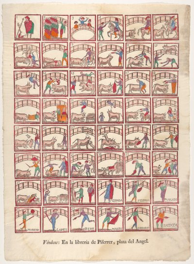 Achtenveertig vignetten van stierenvechtmanoeuvres en scènes uit de arena, ca. 1800-1850 door Unbekannt