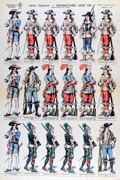 Frans leger, musketiers van Lodewijk XIII, 17e eeuw 19e eeuw door Unbekannt