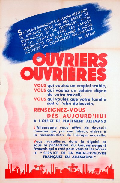 Franse arbeiders voor Duitsland poster door Unbekannt