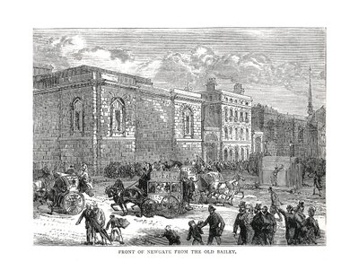 Voorkant van Newgate vanaf de Old Bailey door Unbekannt