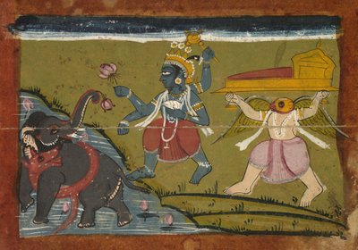 Gajendra Moksha: De Verlossing van de Koning van de Olifanten, 1800s door Unbekannt