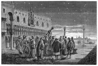 Galileo demonstreert zijn telescoop, Venetië, 1609 door Unbekannt