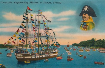 Gasparilla nadert de haven van Tampa, Florida door Unbekannt