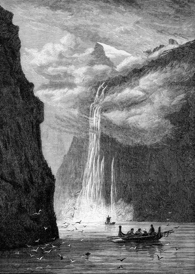 Geirangerfjord, met de Zeven Zusters Waterval, Noorwegen, 1882 door Unbekannt