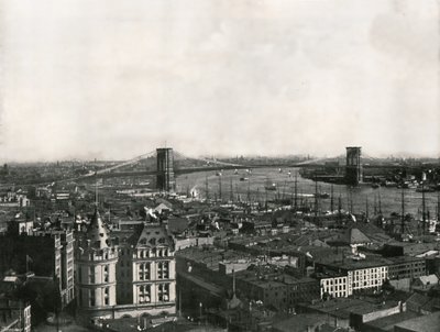 Algemeen zicht op de Brooklyn Bridge, New York, VS, 1895 door Unbekannt