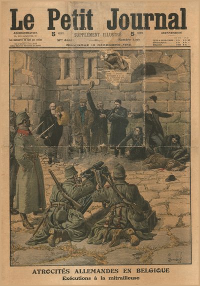Duitse wreedheden in België: executie door mitrailleur, 1915 door Unbekannt