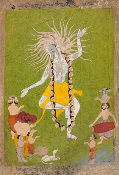 God Shiva in zijn woeste gedaante als Mahakala dansend, ca. 1700-1710 door Unbekannt
