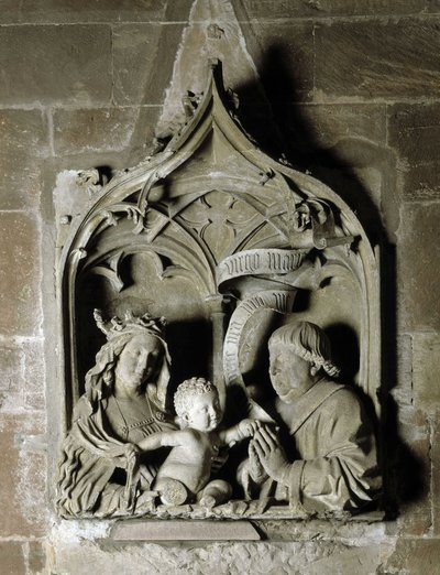 Gotische kunst: epitaaf van een kanunnik Steenbeeldhouwwerk door Nicolas de Leiden. 1463 Kathedraal Notre Dame Straatsburg (Bas-Rhin) door Unbekannt