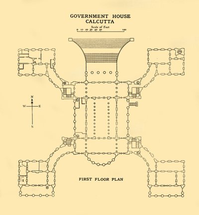 Regeringsgebouw Calcutta - Eerste verdieping plattegrond, 1925 door Unbekannt