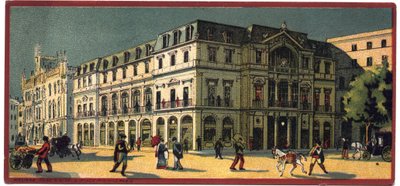 Grand hotels: buitenaanzicht van het Avenida Palace in Lissabon, Portugal - Kaart van een serie die de hotels van de 