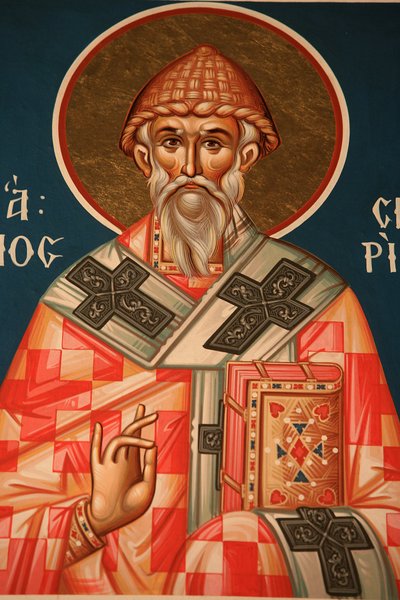 Grieks-orthodox icoon die Sint Spiridon afbeeldt, Thessaloniki, Griekenland door Unbekannt