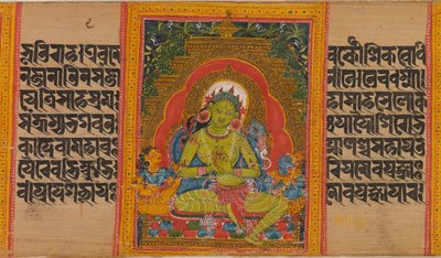 Groene Tara, Folio uit...Perfection of Wisdom Manuscript door Unbekannt