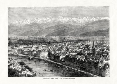 Grenoble en de Alpen van Belledonne, Frankrijk, 1879 door Unbekannt