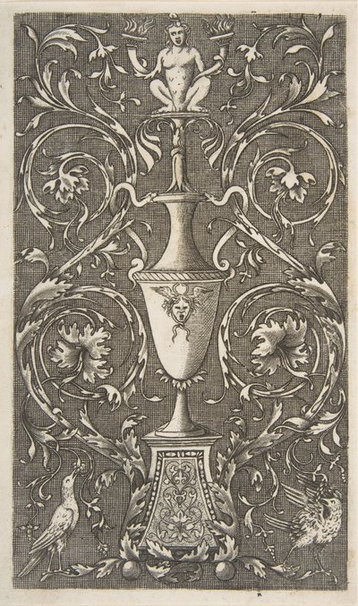 Grillige met een vaas, vogels en acanthus scrollen, ca. 1515-1600 door Unbekannt