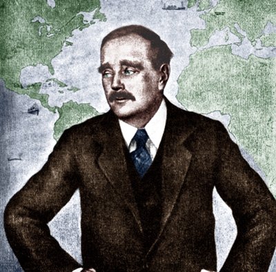 H G Wells - portret van de Engelse romanschrijver, journalist, socioloog en historicus, c. 1933. 21 september 1866 - 13 augustus 1946. Oorlog van de Werelden. door Unbekannt